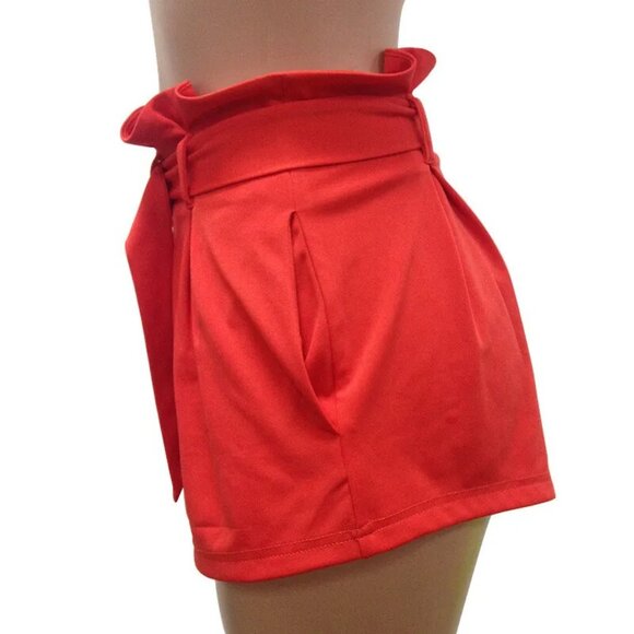 Women Ladies Casual High Waist Summer Shorts Hot Pants w/ Belt Pleated Tailored - Picture 4 of 8